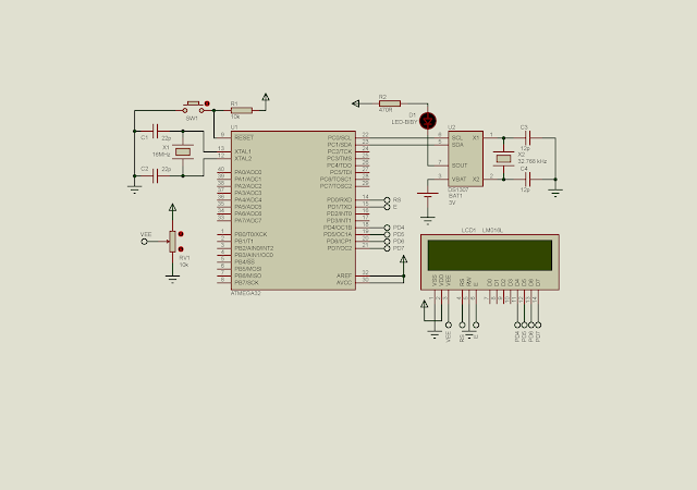 ATMega32 Interfaces To DS1307 And Character LCD