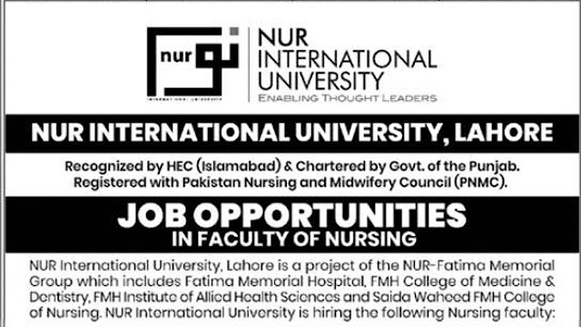 Nur International University NIU Lecturer Posts 2024