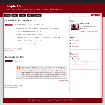 free blogger template Simple CSS