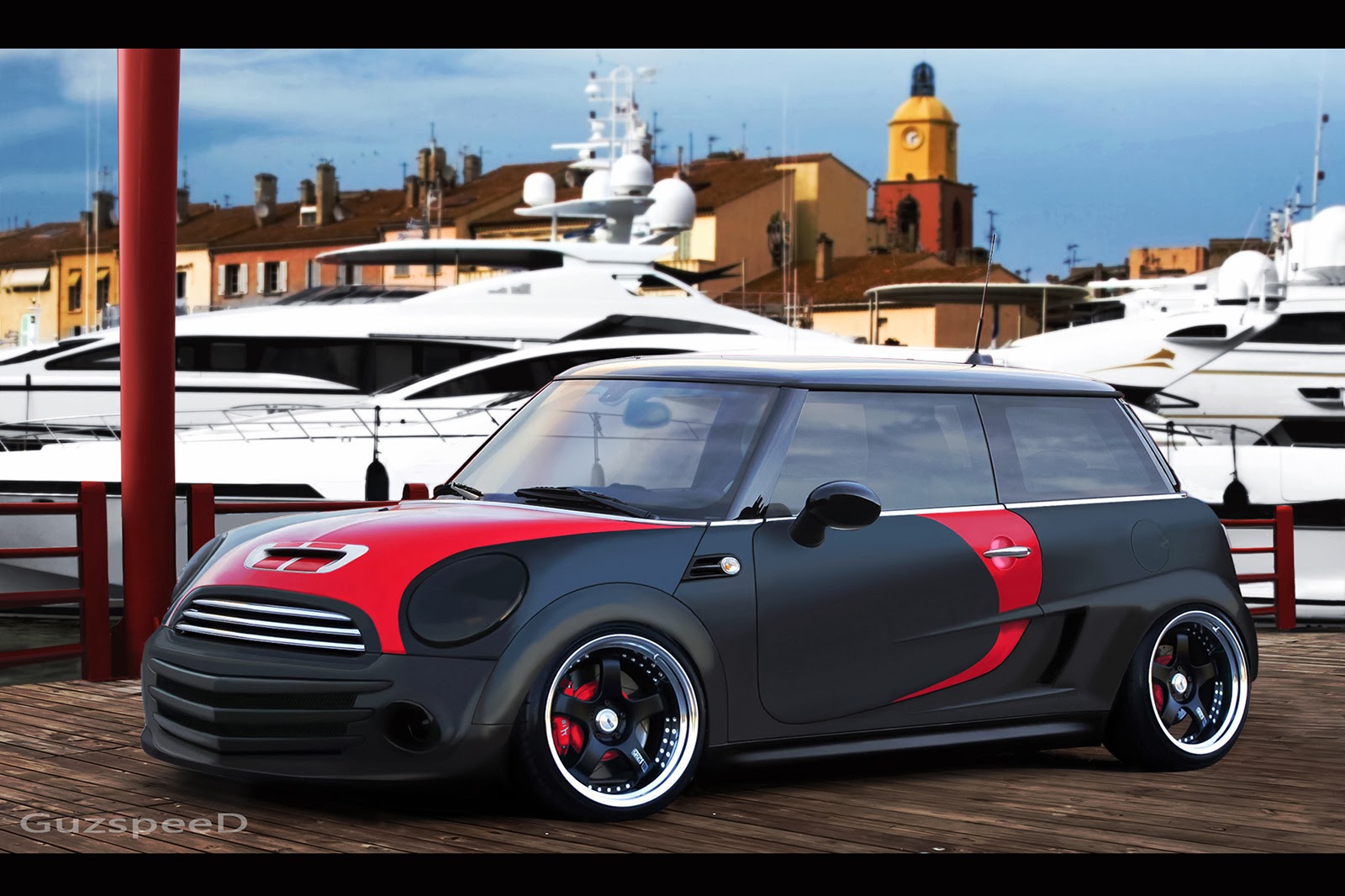 Mini Cooper Black And Red Matte Color Modifinspirasi