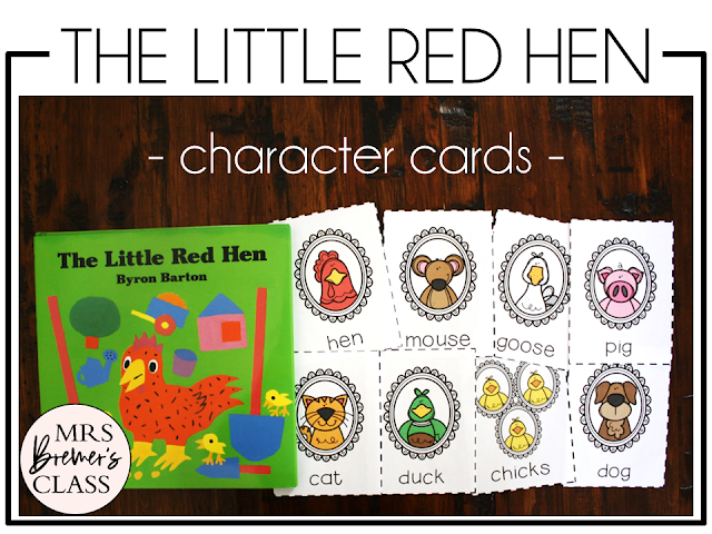 Little Red Hen book activities unit with read aloud companion printables, reading comprehension worksheets, literacy lesson ideas, and craft for Kindergarten, First Grade, and Second Grade