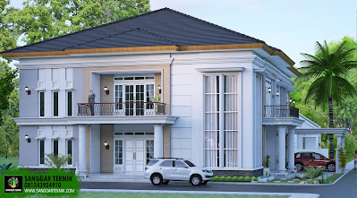 DESAIN RUMAH CLASIK MODERN TERBARU 2021 UKURAN 17x20 METER ( 2 LANTAI )