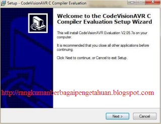 Welcome-Screen-Installasi-CodeVisionAVR-Evaluation-version