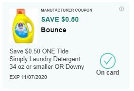 LOAD $0.50/1 Tide Simply or Downy CVS APP ONLY MFR Coupon (go to CVS App)