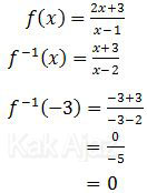 Penyelesaian invers fungsi aljabar bentuk pecahan