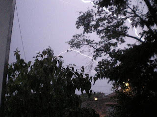 Anatomy of a lightning strike frame 9: The second bolt extends across the sky as the third subsides...