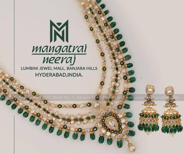 Diamond Emerald Set Jhumkas past times Mangatrai Neeraj Diamond Emerald Set Jhumkas past times Mangatrai Neeraj