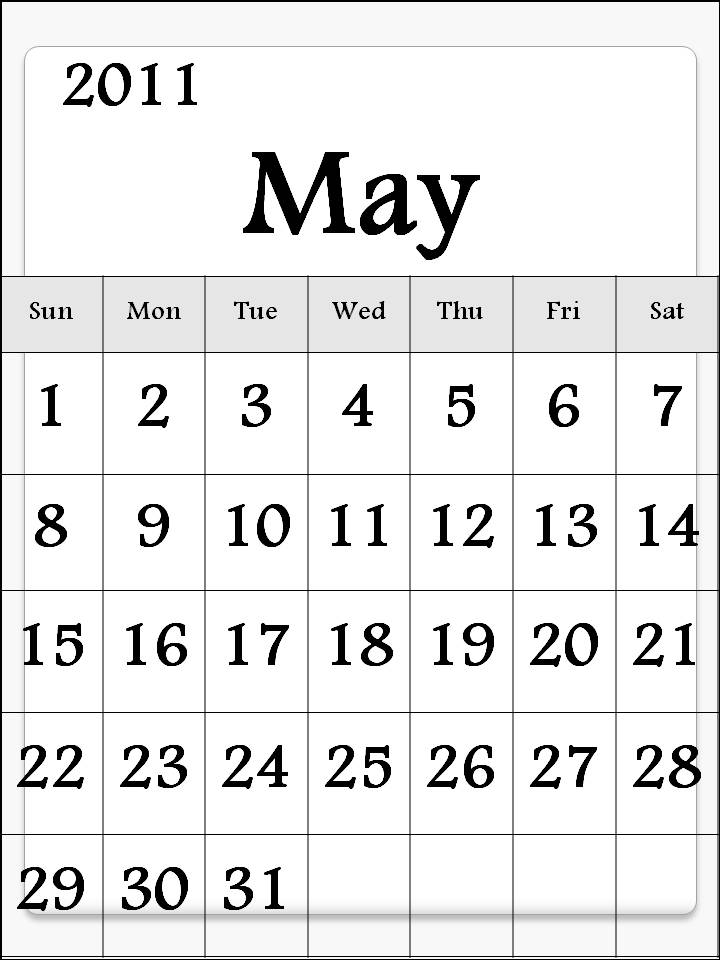 may calendar 2011 printable. Free Printable Calendar 2011