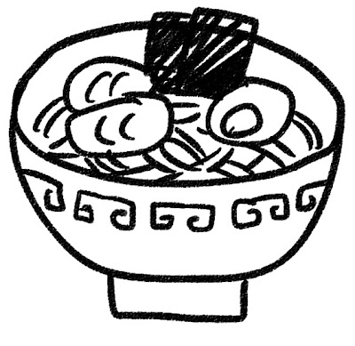 ラーメンのイラスト モノクロ線画