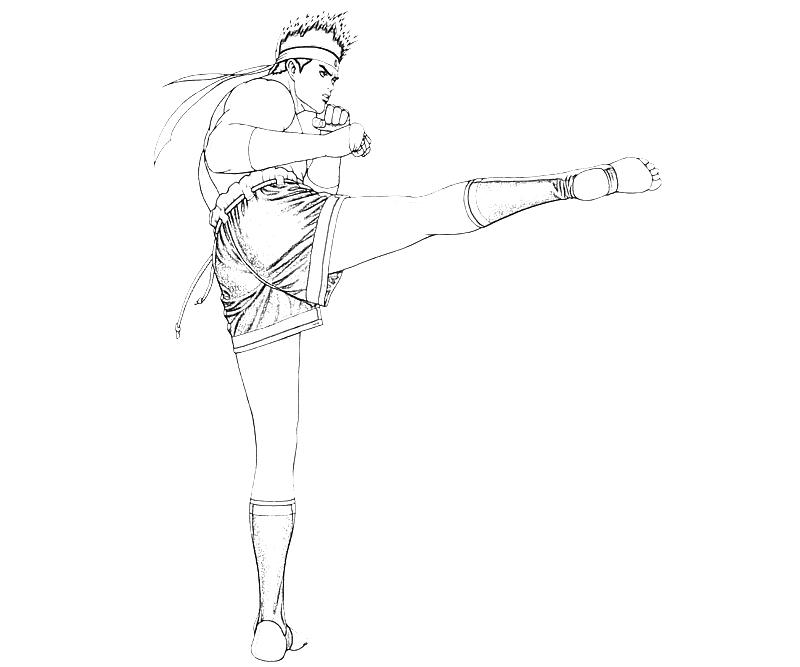 printable-king-of-fighters-joe-higashi-kick-coloring-pages