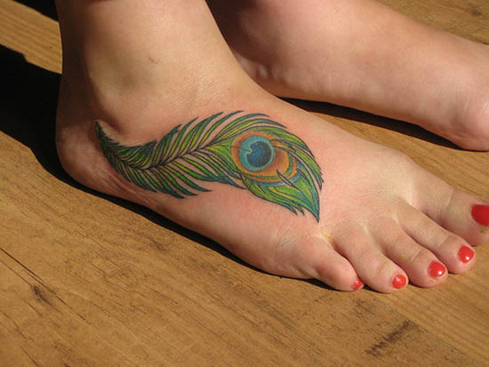 Peacock Enkley Tattoo on Foot Best Tattoos Collection