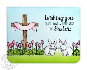 Sunny Studio Stamps: Easter Wishes Bunnies & Tulips Card by Mendi Yoshikawa