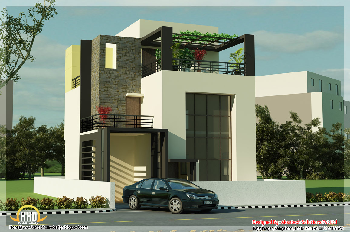  contemporary house 3d renderings  Kerala home design and floor plans