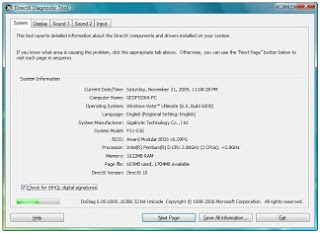 Cara mengetahui/ melihat spesifikasi hardware di windows vista