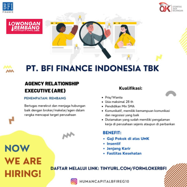 Lowongan Kerja Pegawai Agency Relationship Executive PT BFI Finance Indonesia Tbk Penempatan Rembang