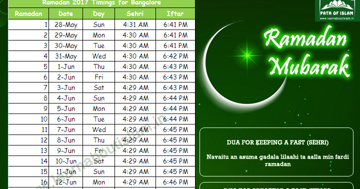 Ramadan Timings 2017 Hyderabad Sehri & Iftar Timings 