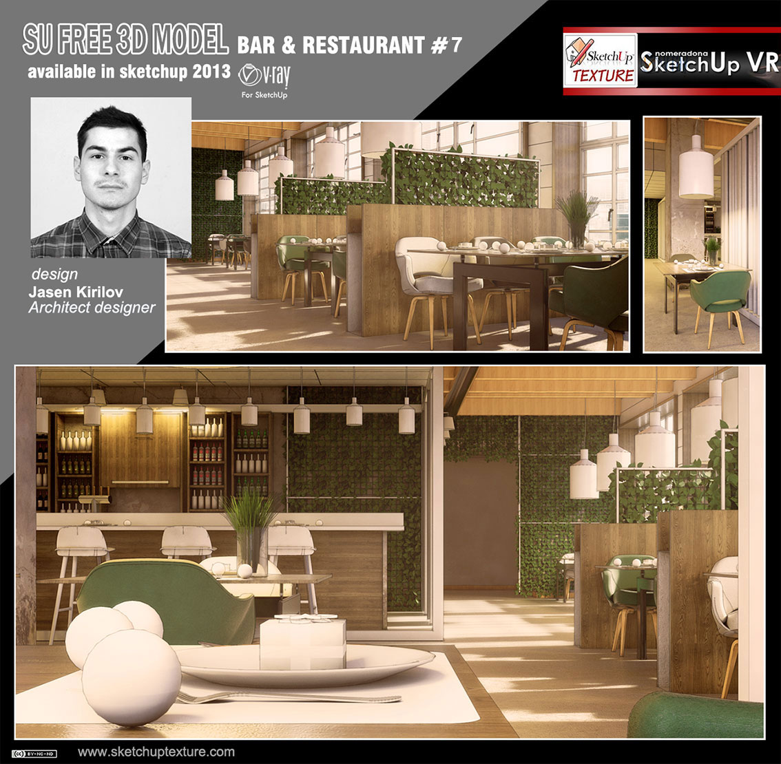 Free Sketchup 3d Model Modern Bar Restaurant 7 Vray Sketchup TUT