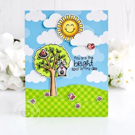 Sunny Studio Stamps: Seasonal Trees Sending Sunshine Fluffy Clouds Dies Sunny Sentiments Everyday Cards by Eloise Blue and Leanne West