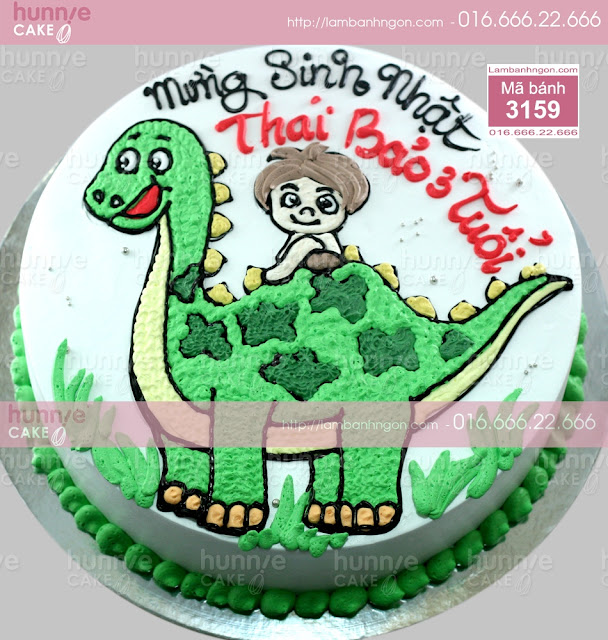 Bánh sinh nhật gato đẹp hình bé trai cưỡi khủng long