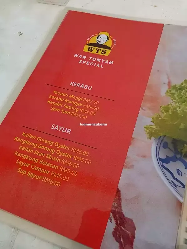 gambar menu dan harga di Wan Tomyam Special Ayer Lanas Kelantan