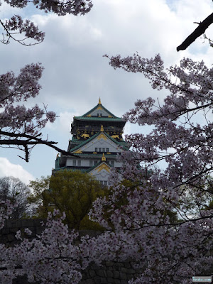 桜越しの大阪城