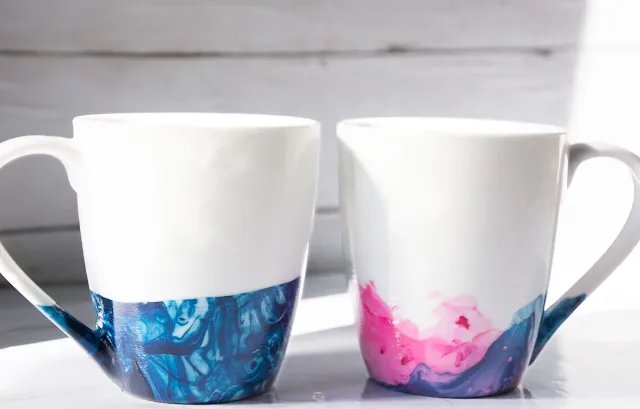 marbled nail polish mugs