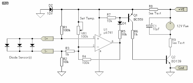 Build a Thermo-Fan To Keep Your Amp Cool Circuit Diagram