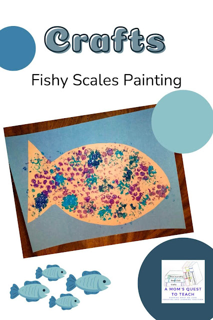 Crafts Fishy Scales Painting with finished craft project and fish clip art
