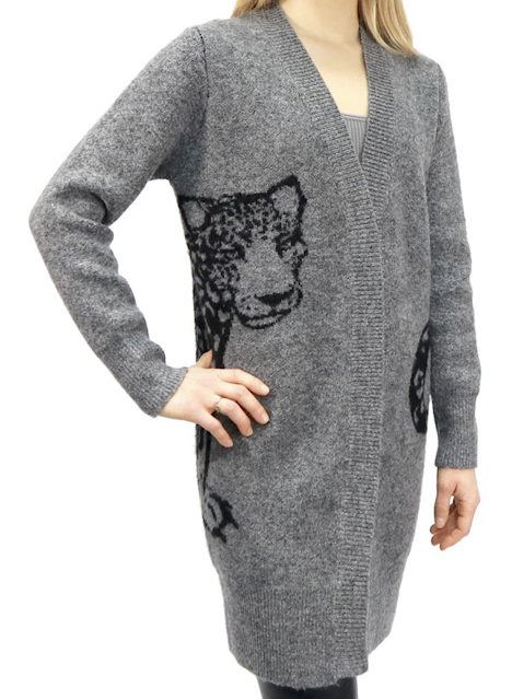 grey leopard cardigan