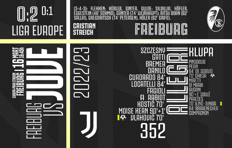 Liga Evrope 2022/23/ 1/8 finala / Freiburg - Juventus 0:2 (0:1)