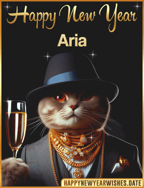 Happy New Year Cat Funny Gif Aria