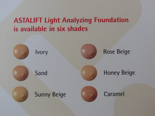 Astalift light analyzing foundation swatches