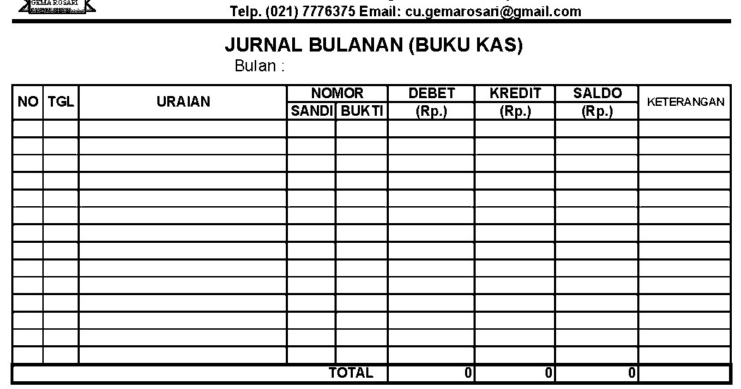 Contoh Buku Kas Bulanan Data Edukasi Guru