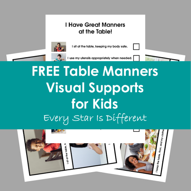 FREE Table Manners Visual Supports for Kids