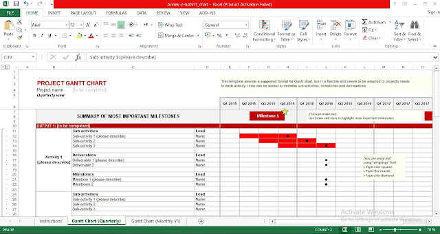 Project management gantt chart free template