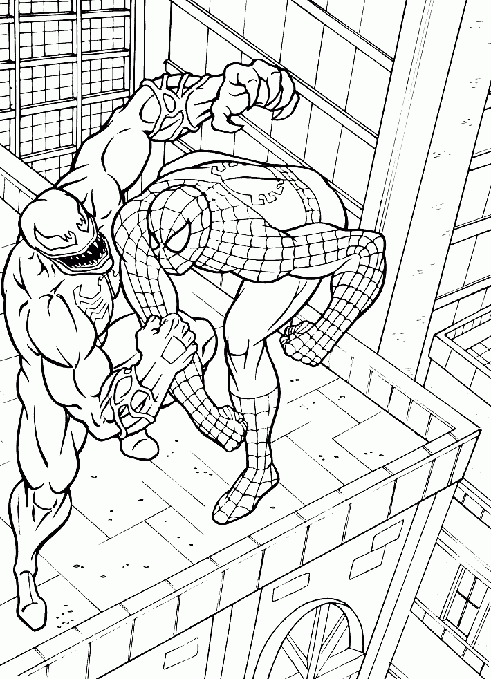 coloriage spiderman battant