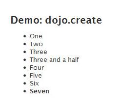 dojo.create demo