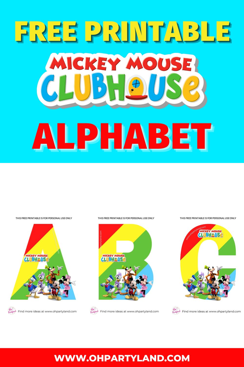 free printable mickey mouse clubhouse alphabet