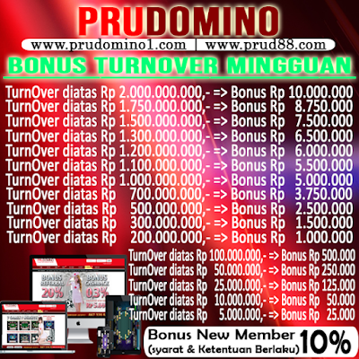 BONUS TURNOVER MINGGUAN PRUDOMINO