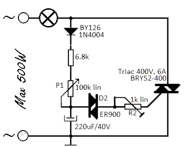 Flashing light uses triacs Schematic Circuit