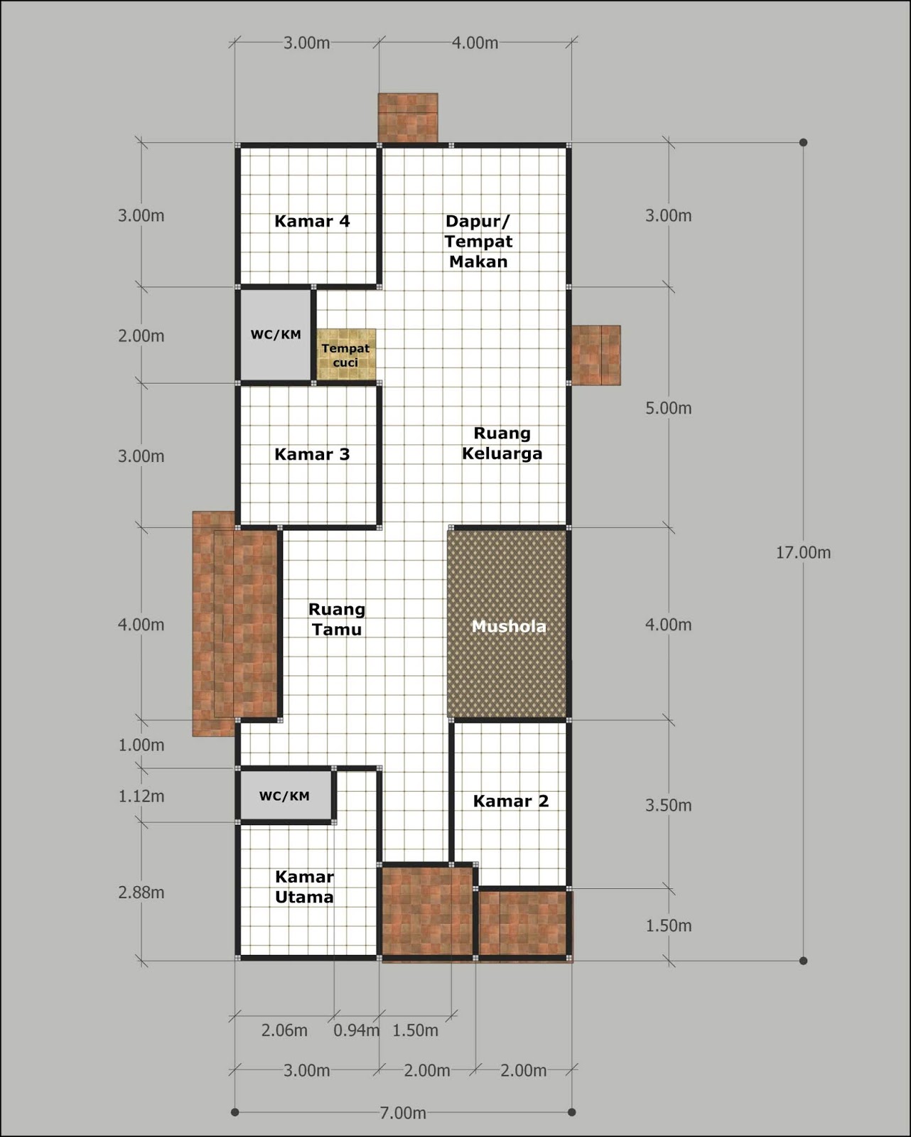 Desain Rumah Minimalis 7x17 Meter