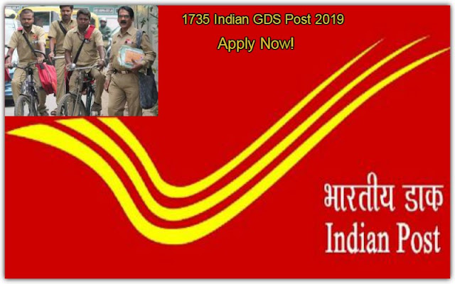 Latest Government Jobs Notification For 1735 Indian GDS Post 2019