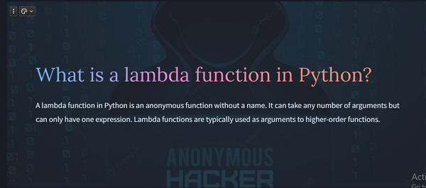 what is a lambda function in pythona