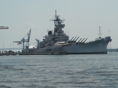 Battleship  Jersey on Father And Child On Bike Watched Our Ferry Return To Philadelphia