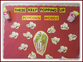 Word Wall with "Popcorn" Theme in Kindergarten (from Round-Up by RainbowsWithinReach on all things: Word Wall) 