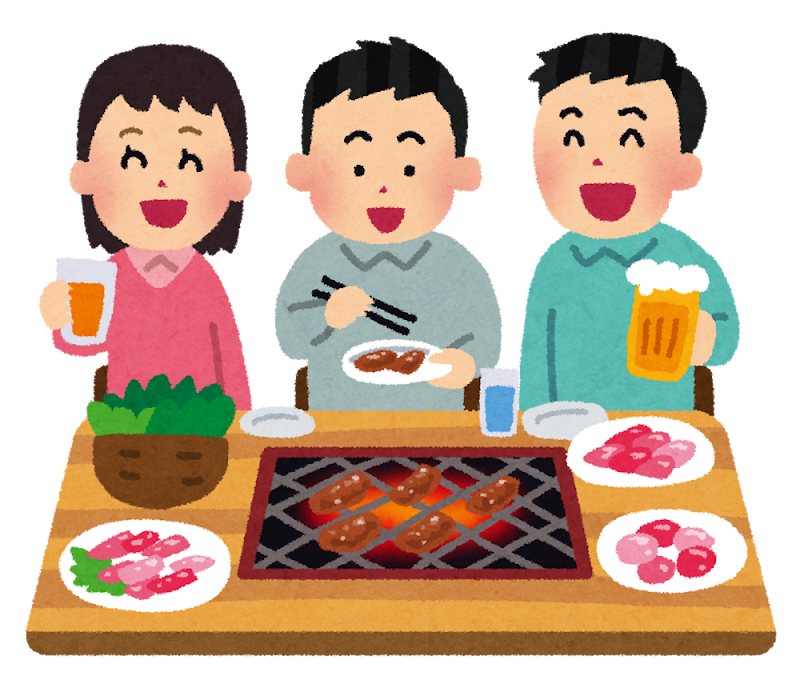 焼き肉を食べている人達のイラスト かわいいフリー素材集 いらすとや