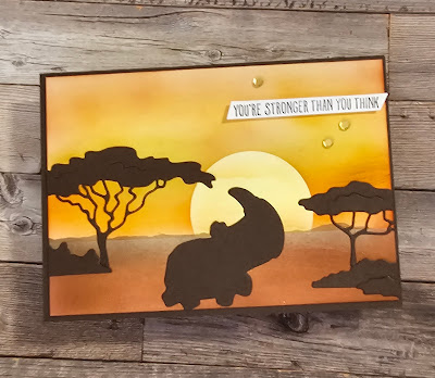 Rhino ready stampin up sunset blended background card