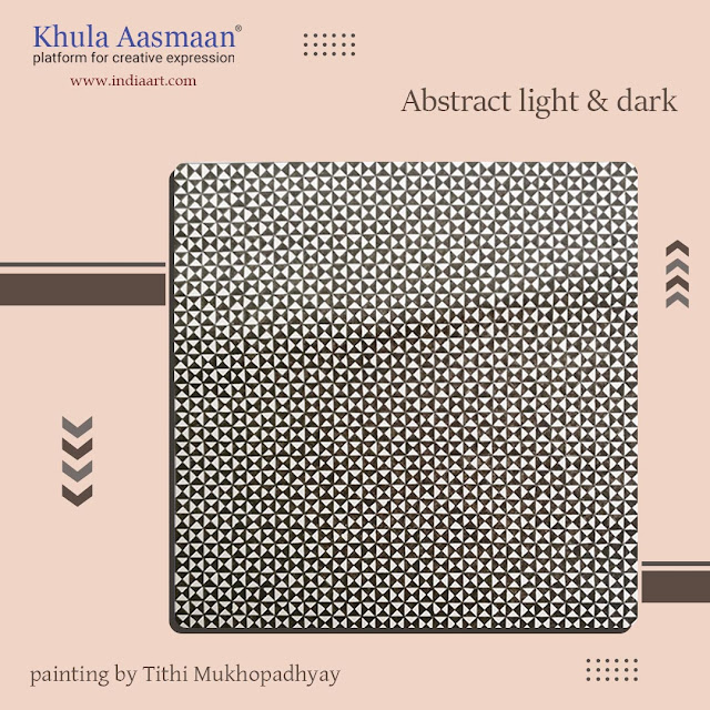 abstract light and dark, artwork by Tithi Mukhopadhyay - shortlisted in Khula Aasmaan drawing and painting competition