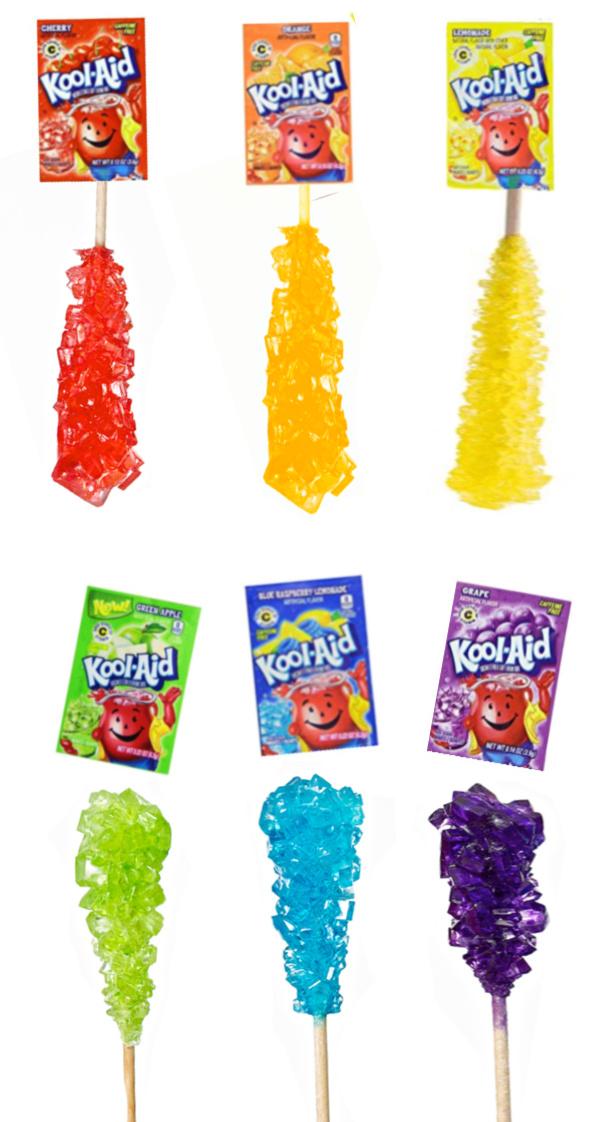 Make your own rock candy using kool-aid!  My kids loved this edible science experiment! #rockcandy #rockcandyrecipe #koolaidrockcandy #rockcandyexperiment #rockcandyeasy #koolaidrecipes #koolaidrockcandyrecipe #scienceexperimentskids #scienceforkids #growingajeweledrose