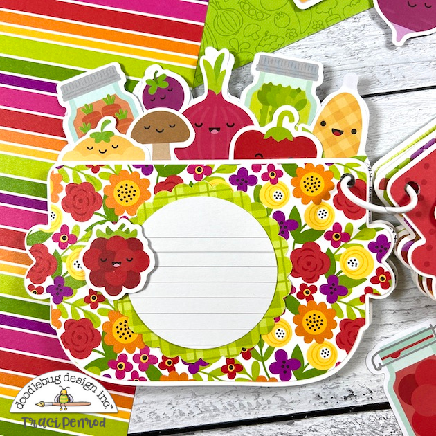 Thankful Scrapbook Album Page with bright colors, flowers, and veggies